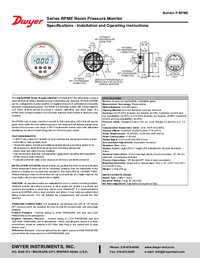 Thumbnail of document Manual - RPME Room Pressure Monitor